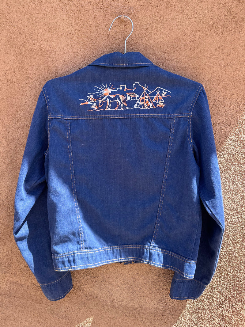 Southwestern Scene Embroidered Denim Jacket