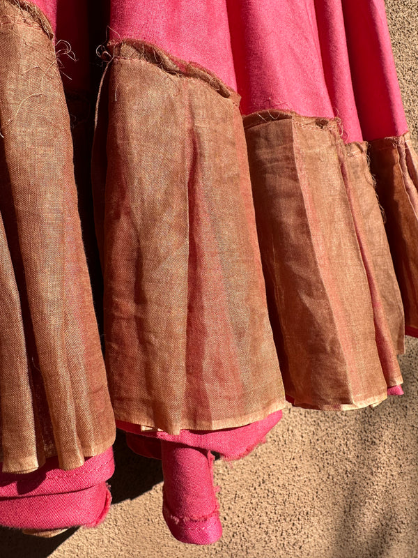 Full Pink Skirt with Brown Trim