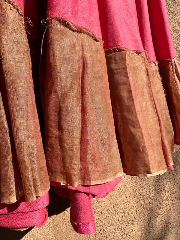Full Pink Skirt with Brown Trim
