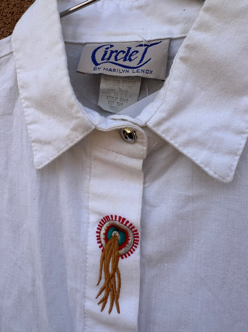 Circle T Cotton Blouse with Native American Embroidery