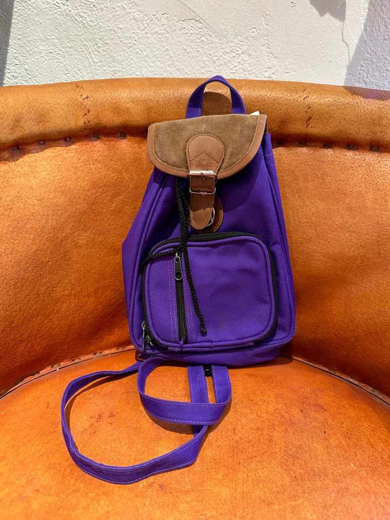 Small Purple Nylon and Suede Backpack