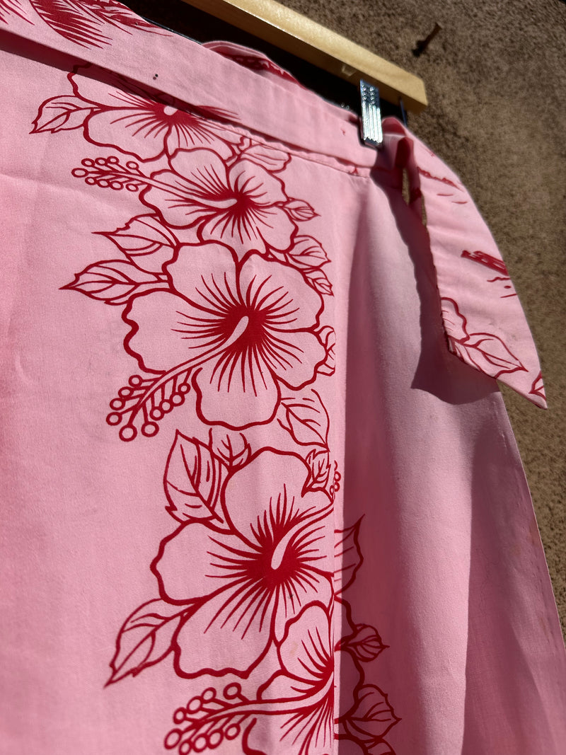 Pink Hibiscus Print Wrap Skirt From Fiji