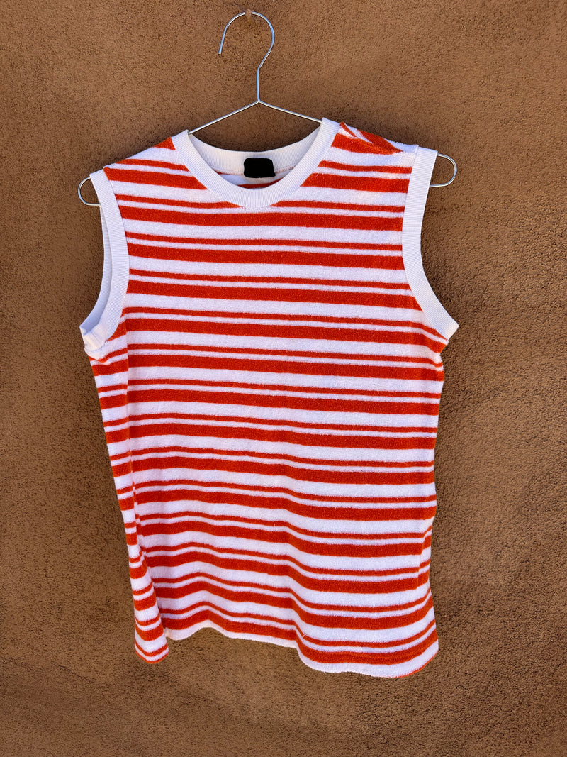 Orange and White Striped Terry Cloth Tank by Ringtex