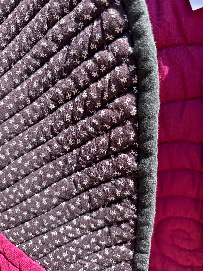 Quilted Vest Mid Length - Blue & Pink
