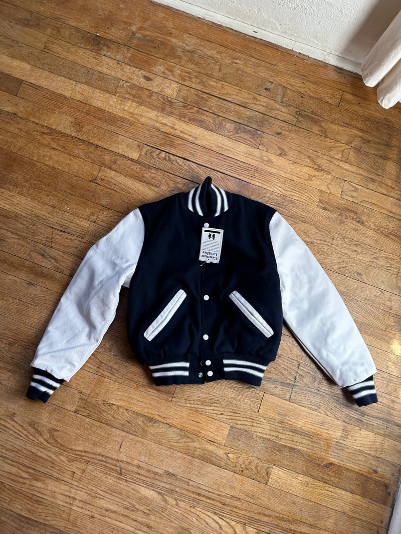 Navy Blue and White Rock Creek Letterman Jacket Youth Large