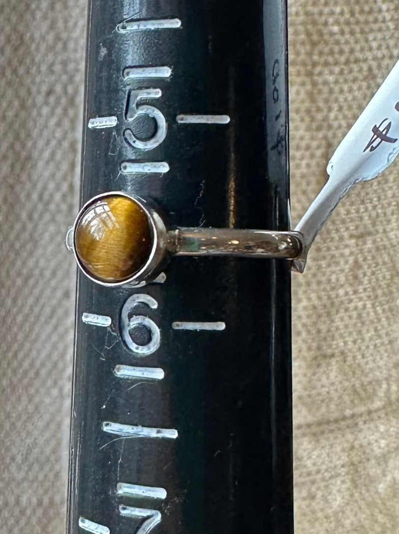 Small Tiger Eye Sterling Silver Ring