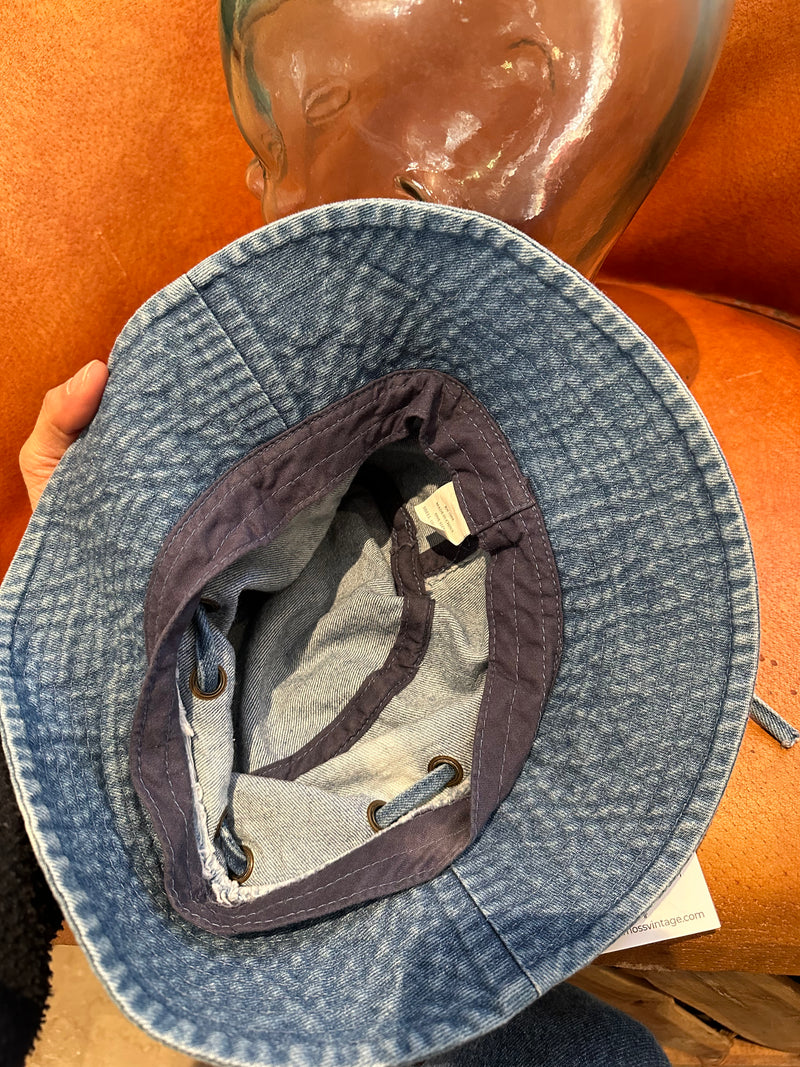 Denim Bucket Hat with Tie