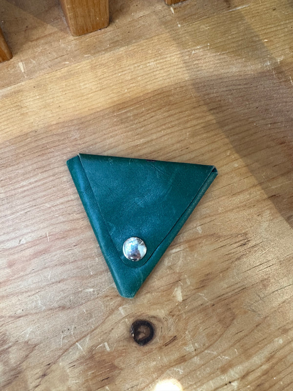 Green Triangle Leather Coin Purse