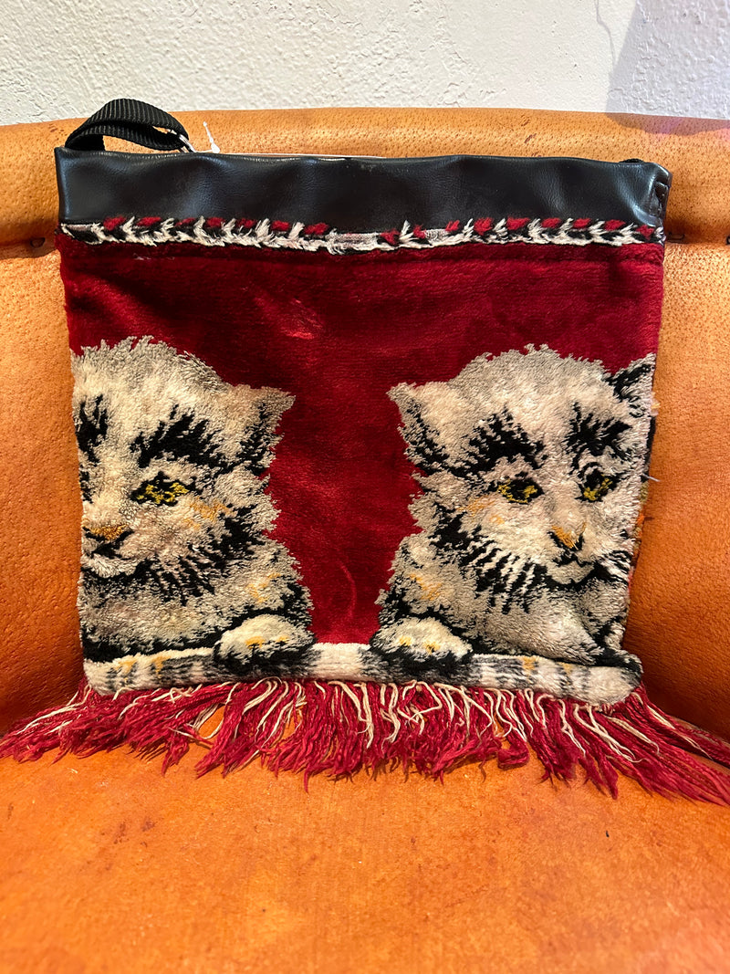 Cat Tapestry and Vinyl Purse