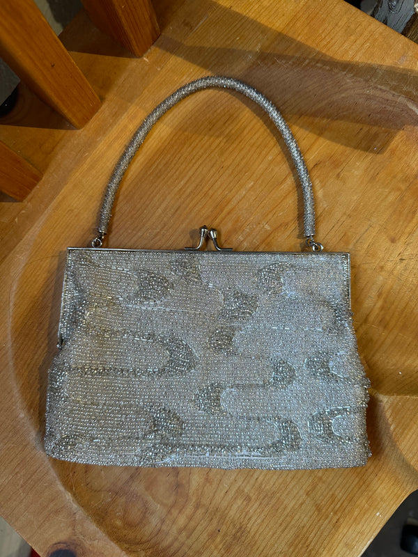 Silver Beaded Handbag