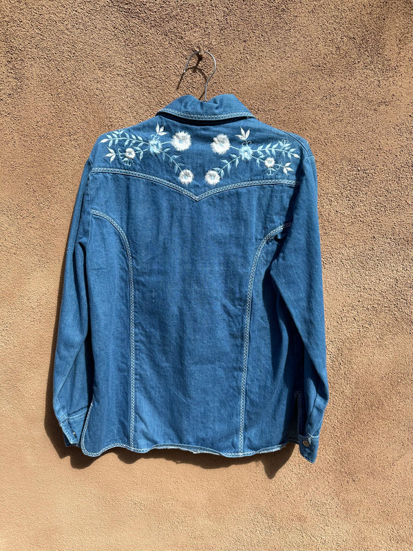 1970's Embroidered Denim Shirt Jacket