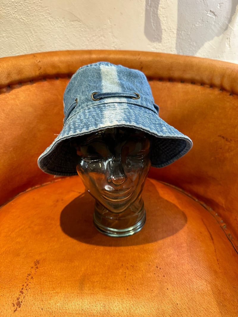 Denim Bucket Hat with Tie