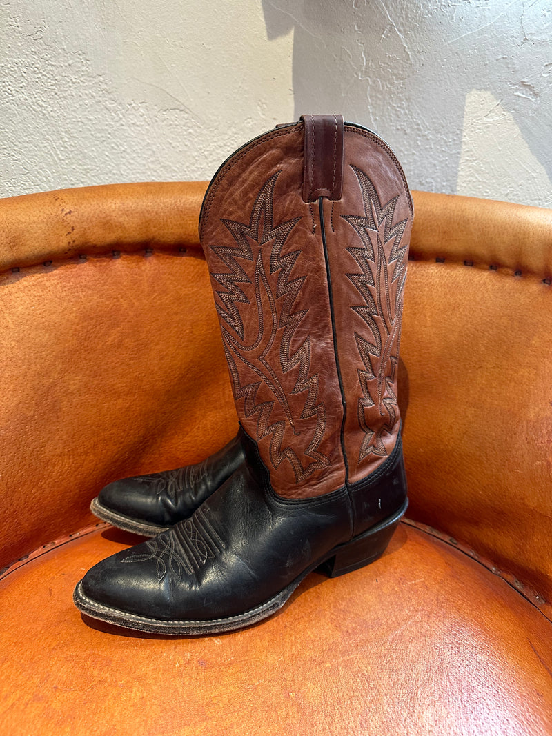 Two Tone Black/Brown Leather Nocona Boots 9.5D
