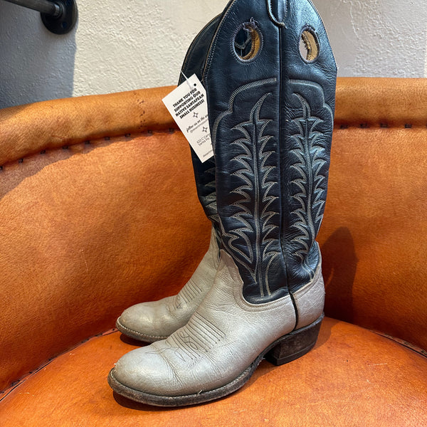 Vintage Tony Lama Leather Blue and Gray Cowboy Boots 5B  display picture 3
