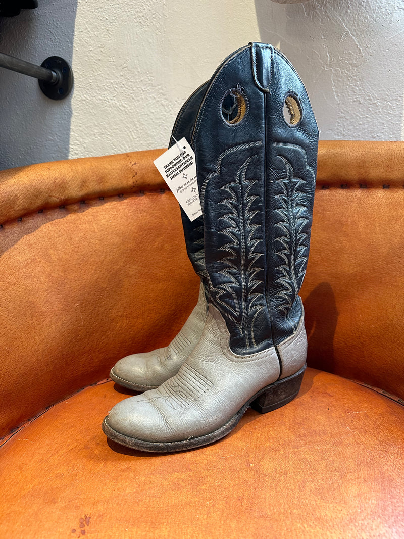 Tony Lama Leather Blue and Gray Cowboy Boots 5B