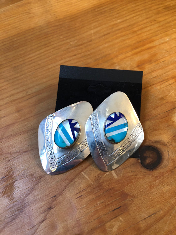 Southwestern Style Vases Sterling Silver Earrings