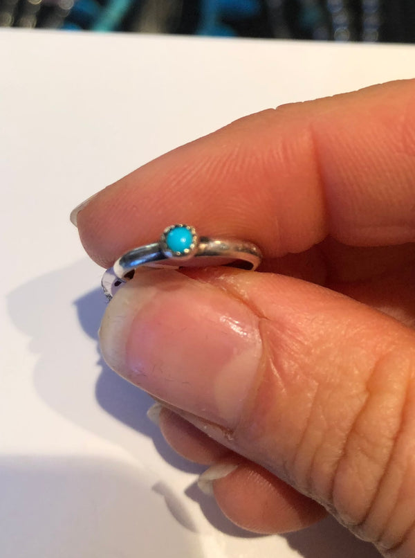 Sleeping Beauty Turquoise Tiny Sterling Silver Ring