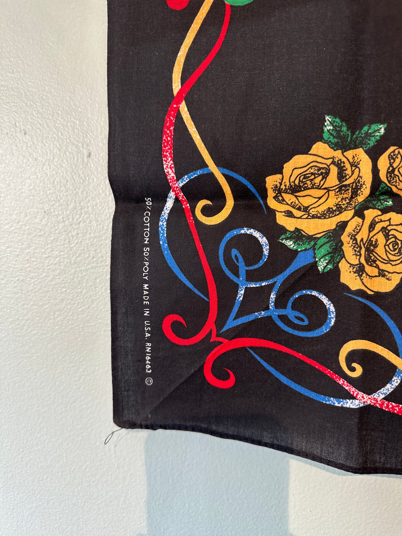 Harley Davidson Red and Gold Roses Handkerchief