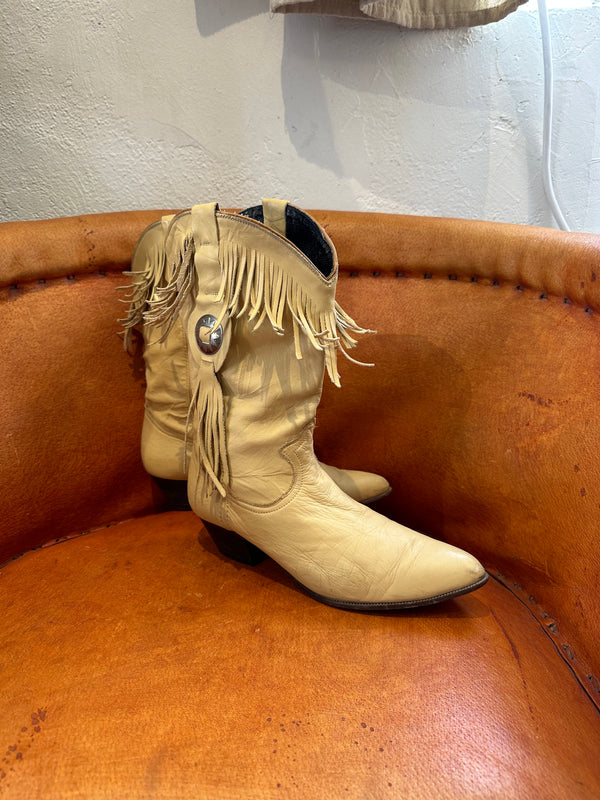Tan Acme Western Boots with Fringe - 9.5