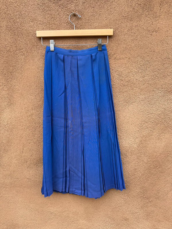 1970's Cornflower Blue Pleated Skirt, Union Made