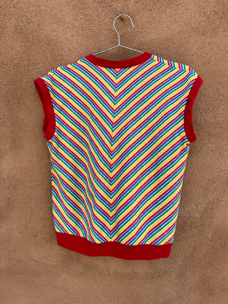 Striped Terry Cloth V-neck Top