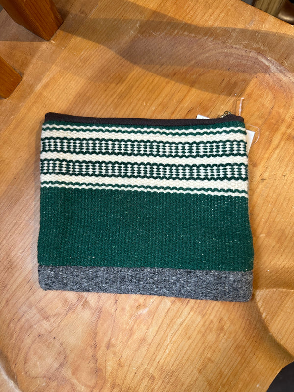 40's Era Wool Zip Pouch - Green