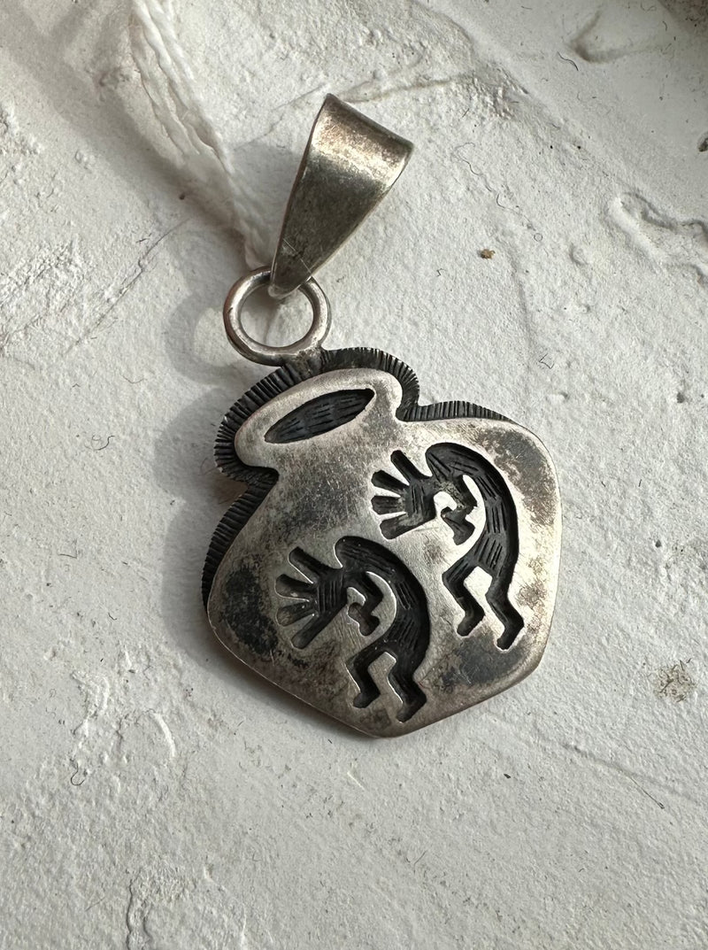 Kokopelli Pot Sterling Silver Pendant