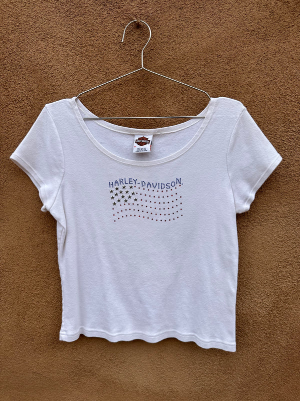 90's Bedazzled Harley Baby Doll Tee
