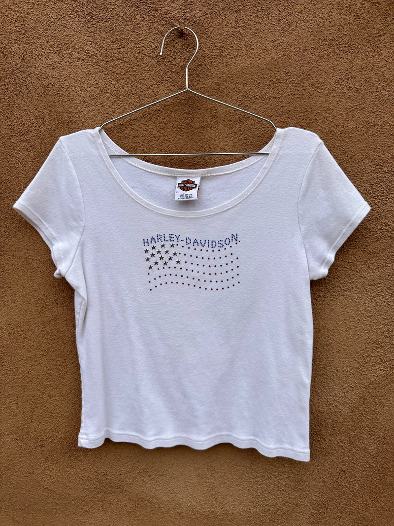 90's Bedazzled Harley Baby Doll Tee