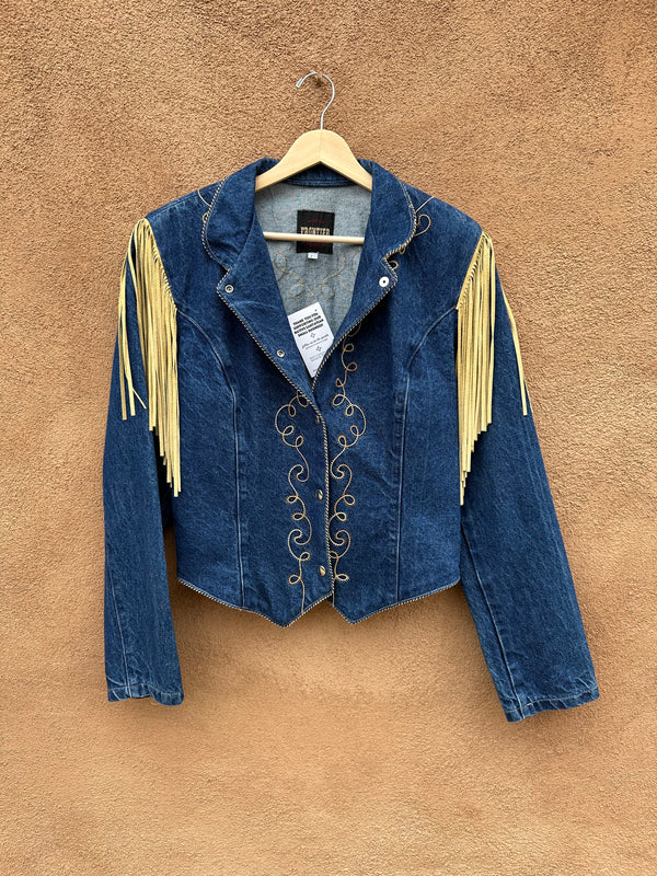 Denim and Leather Fringe Jacket by Frontier