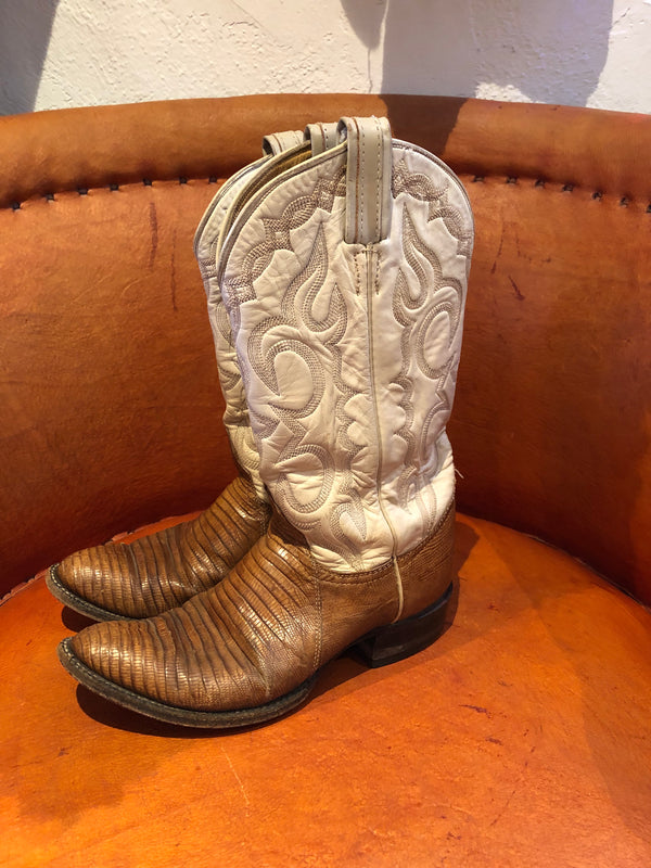 Tony Lama Beige and Tan Iguana Cowboy Boots7