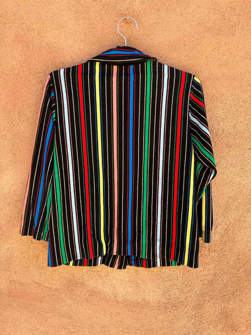 1960's Charm Sport Rainbow and Black Blouse - As is