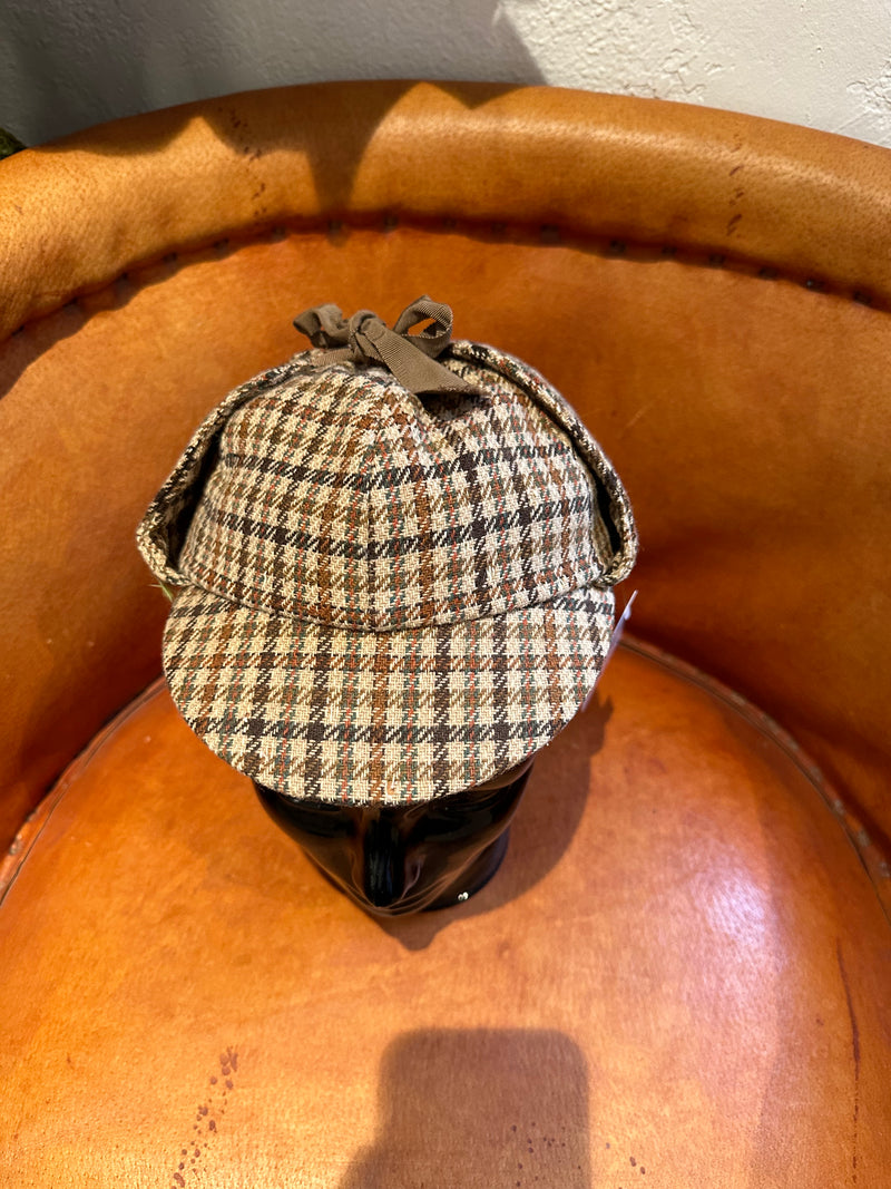 1940's Deerstalker "Sherlock Holmes" Cap - Wool and Satin