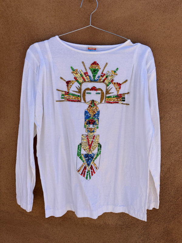 Sequin Headdress Figure T-Shirt