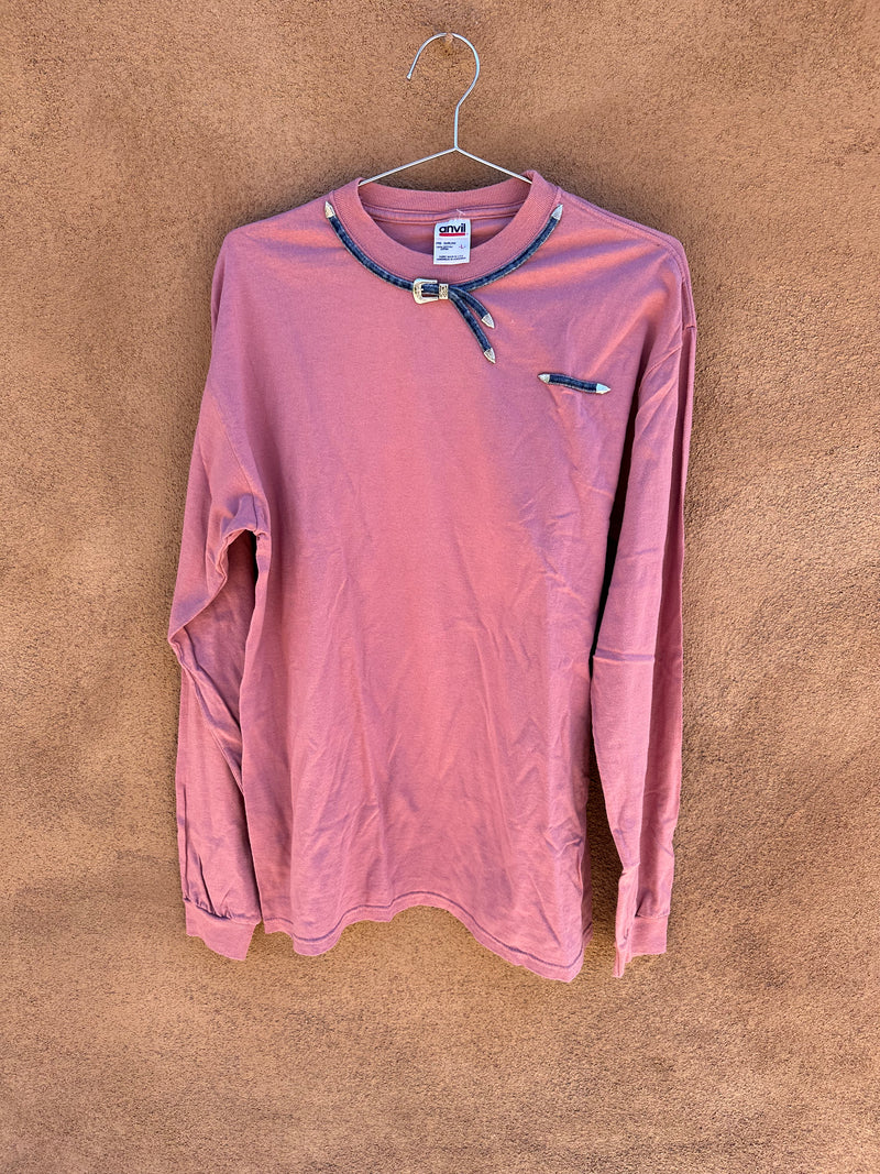Pink Long Sleeve Top with Denim Belt Theme