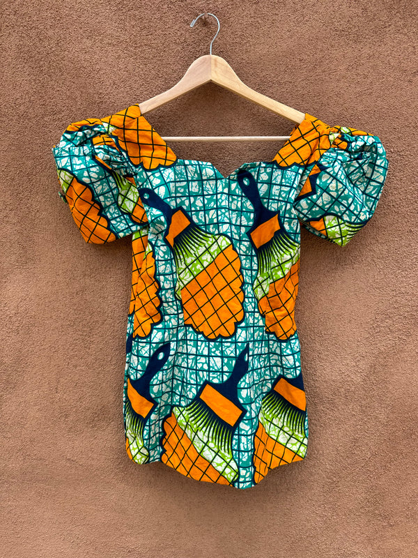 Blue and Orange Ankara Blouse