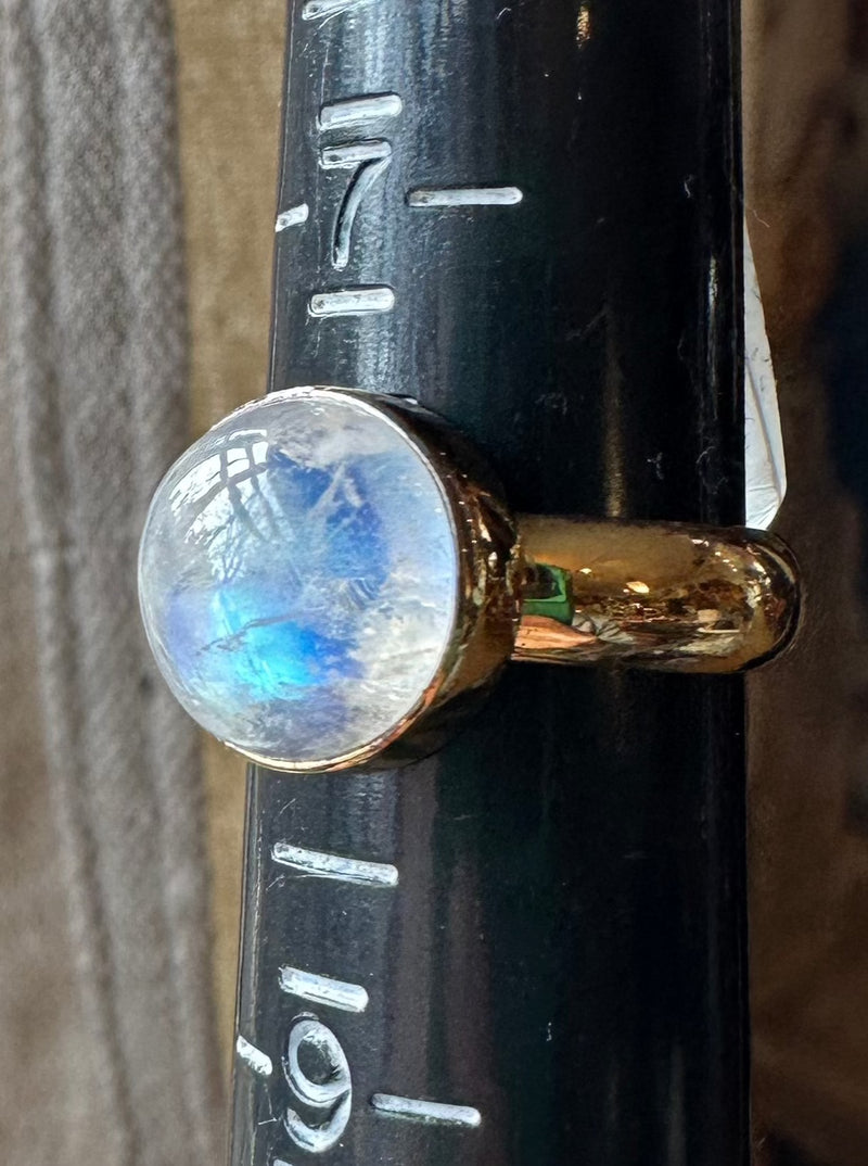 925 Sterling Silver Gold Moonstone Ring