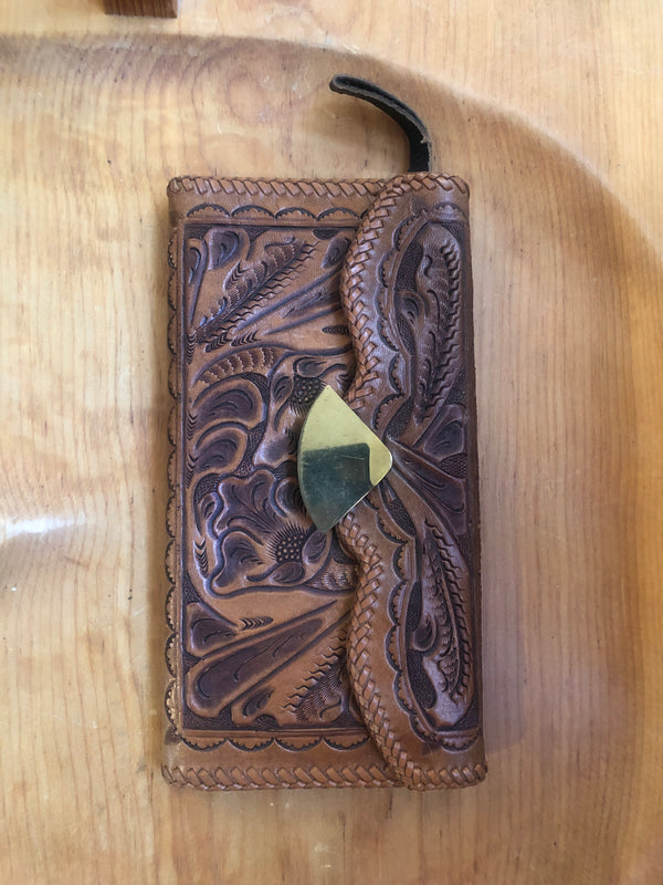 60's/70's Large Hand Tooled Leather Wallet