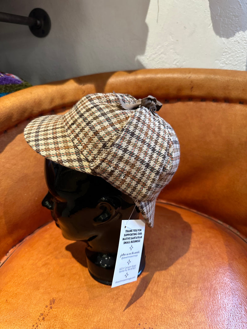 1940's Deerstalker "Sherlock Holmes" Cap - Wool and Satin
