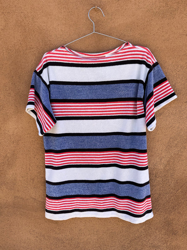 Red, White and Blue Striped Terry Cloth Tee