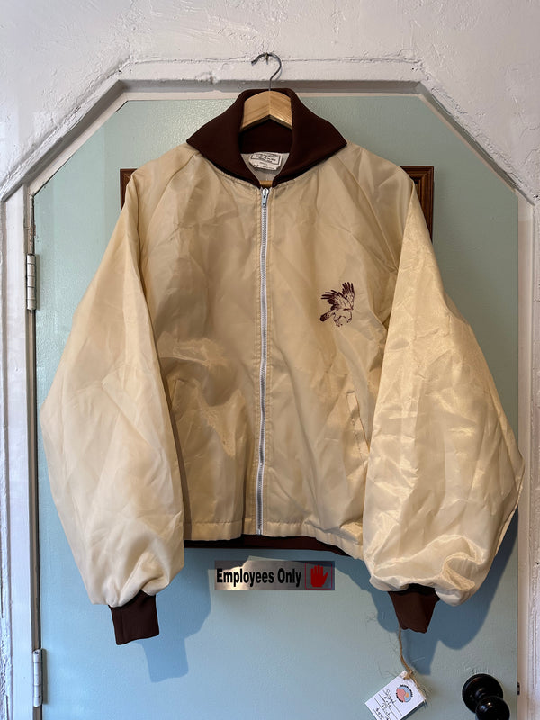 Tan/Brown 1970's Nylon Jacket w/ Hawk