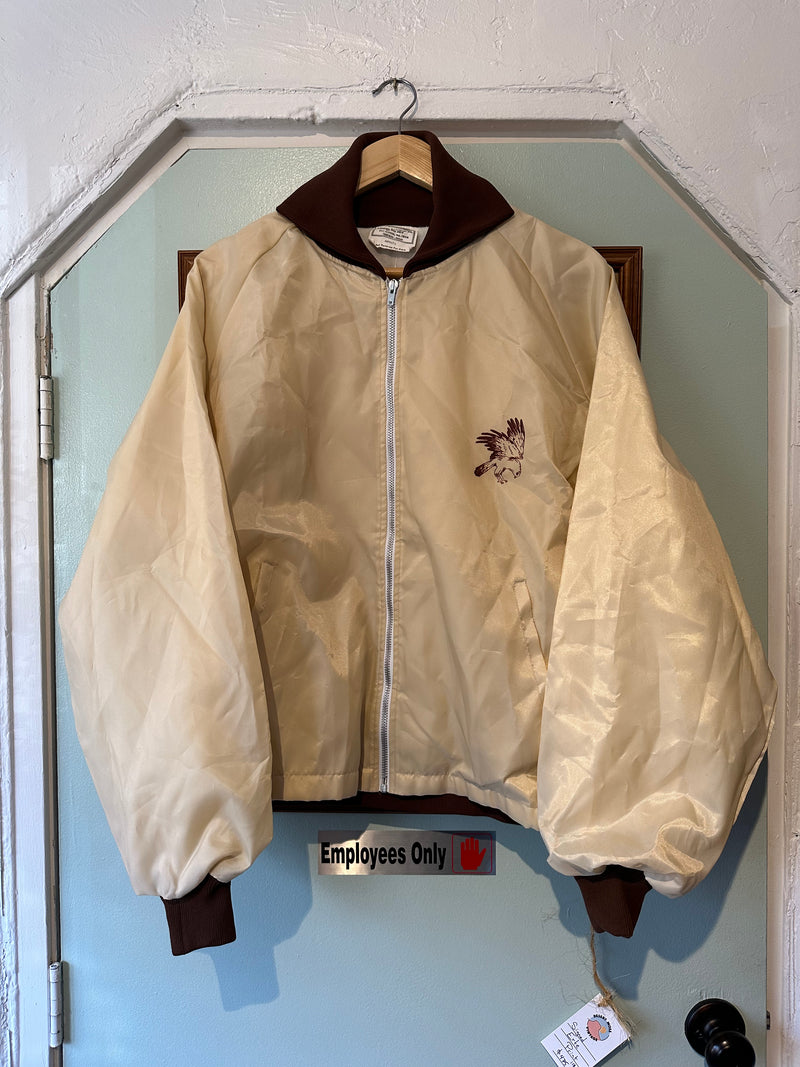 Tan/Brown 1970's Nylon Jacket w/ Hawk