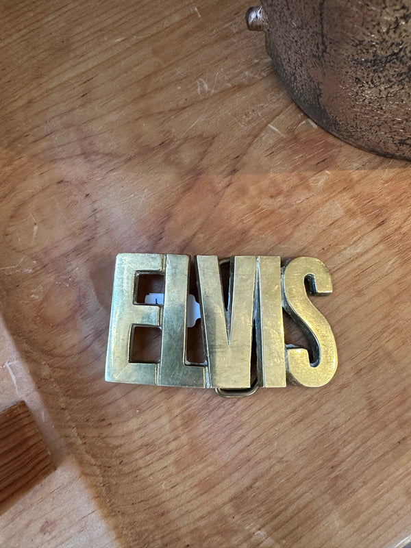 Solid Brass ELVIS Belt Buckle