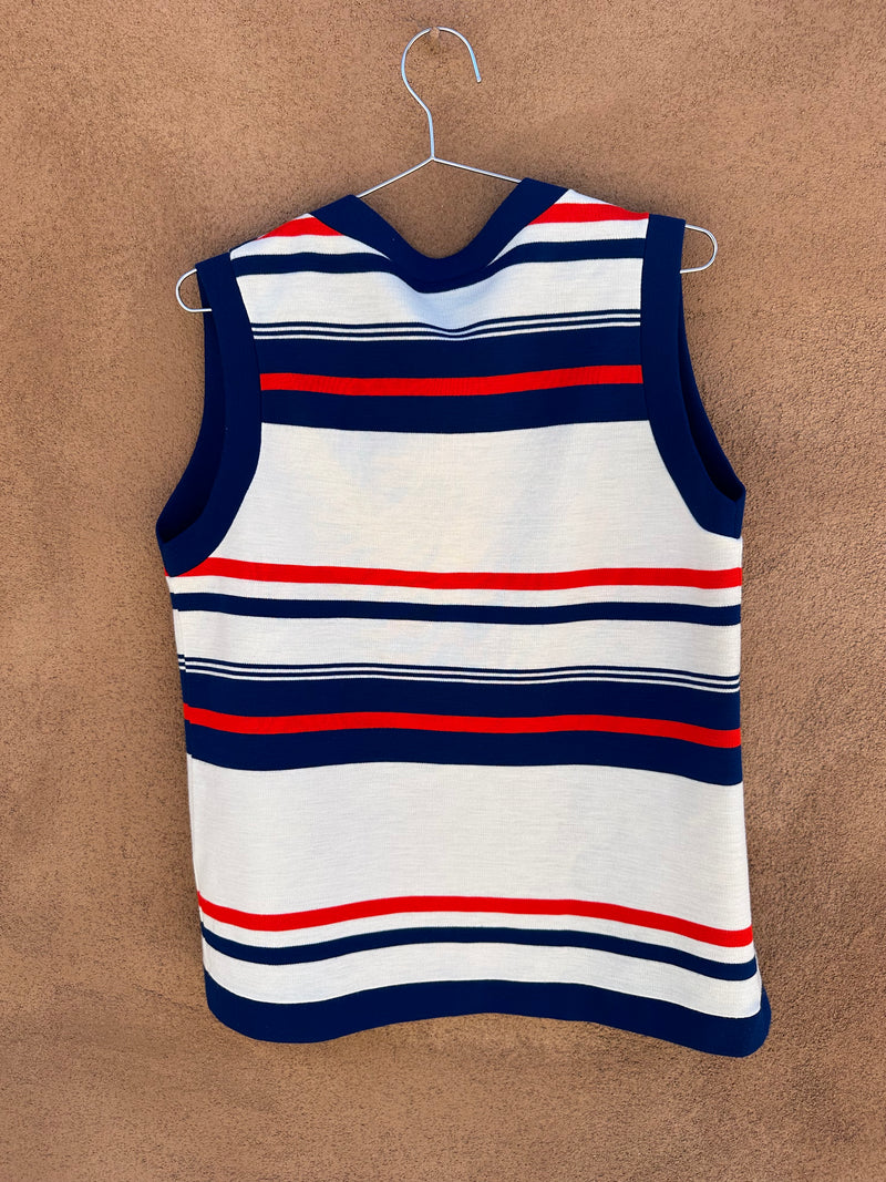 Red, Cream and Blue 1960’s Vest by Fire Islander