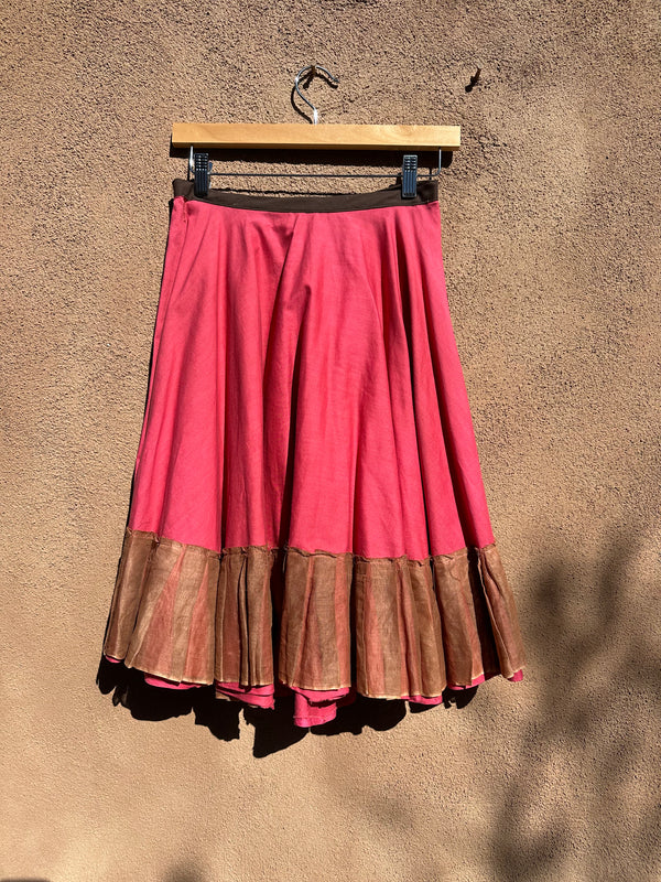 Full Pink Skirt with Brown Trim