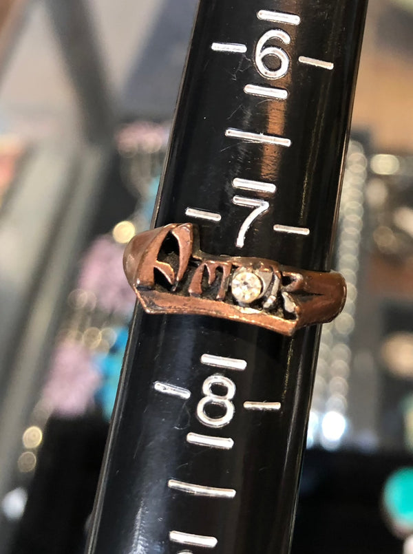 Amor Faux Diamond Copper Ring