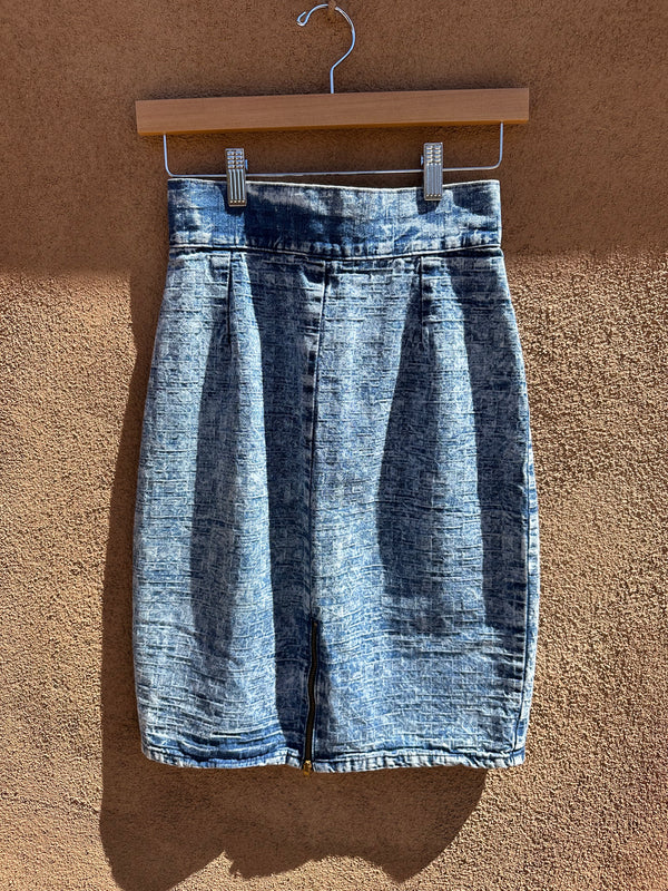 1980's Front Zipper Acid Wash Denim Skirt by Paris Jeans
