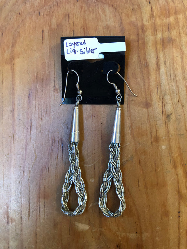 Layered Liquid Silver Earrings