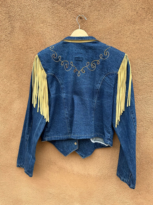 Denim and Leather Fringe Jacket by Frontier