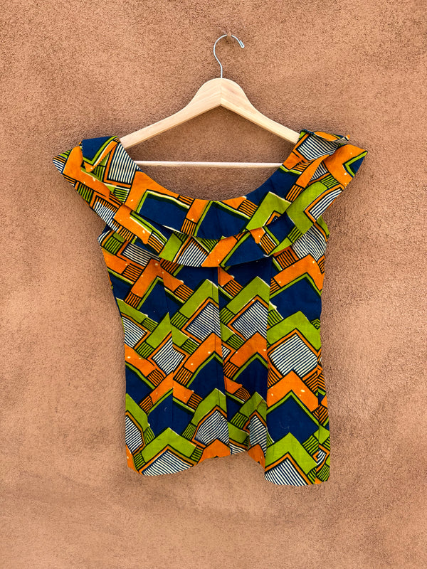 Orange, Green and Blue Ankara Blouse